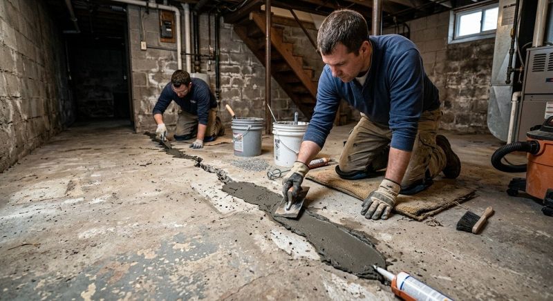 Cracked Basement Floor Repair in Sumner County, TN
